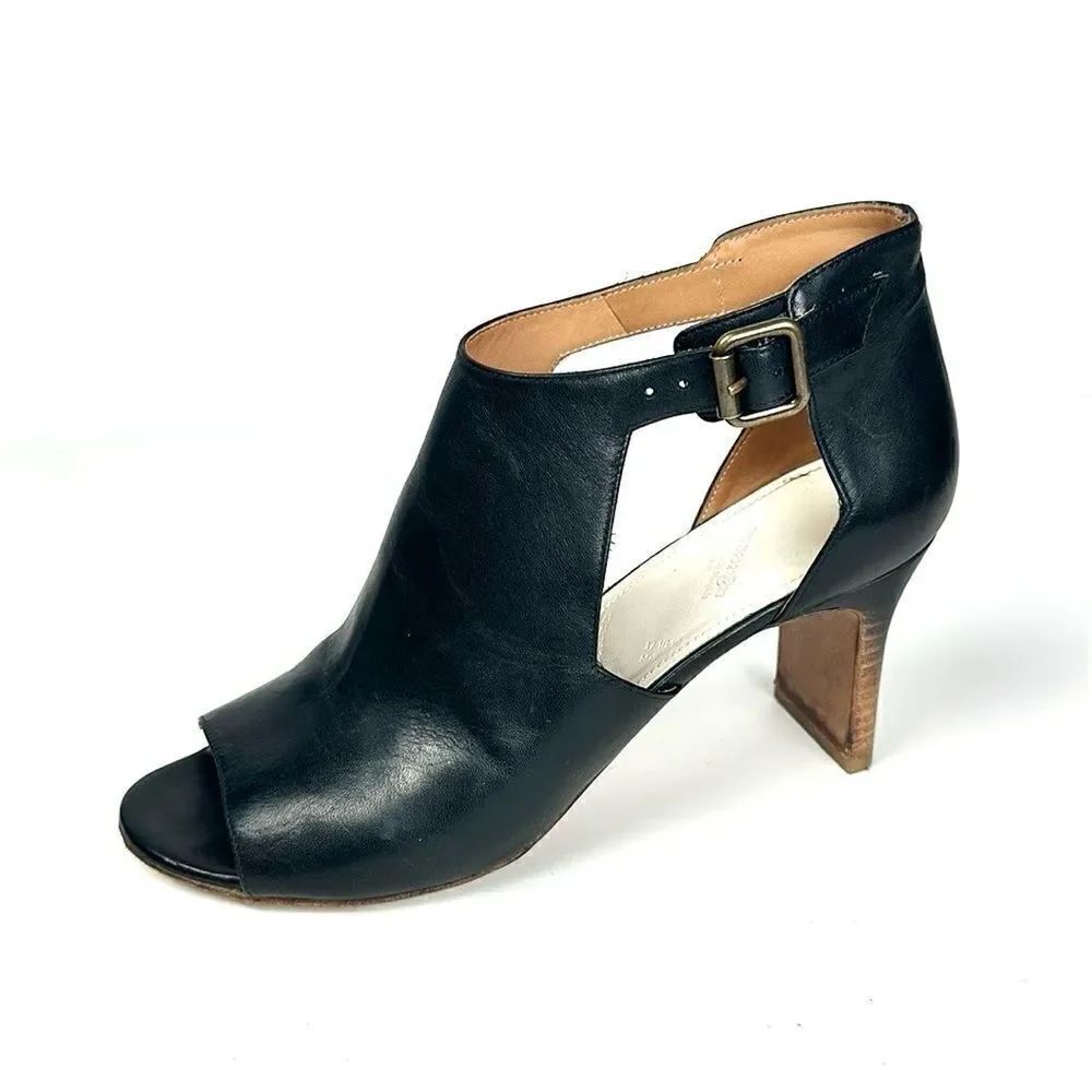 Maison Martin Margiela Black Leather Ombre Heels Open Toe Side Buckle Italy 39